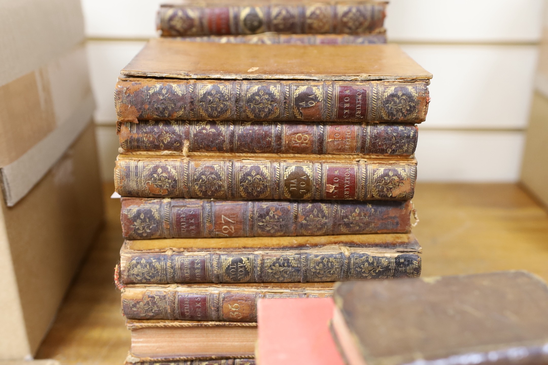 A collection of leather bound books, (40 items)